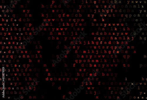 Dark red, yellow vector pattern with ABC symbols.