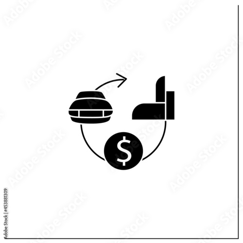 Assets expected life cycle glyph icon. Stages series assets management. Estimated useful life, total ownership cost. Business concept.Filled flat sign. Isolated silhouette vector illustration