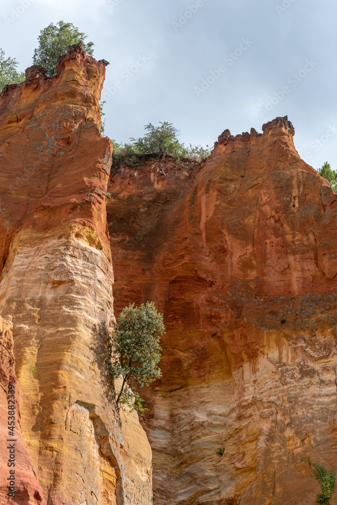 Luberon ocher near the village of Roussillon. Geological wonder in Provence.