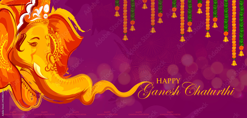 Lord Ganpati background for Ganesh Chaturthi festival of India with message meaning My Lord Ganesha