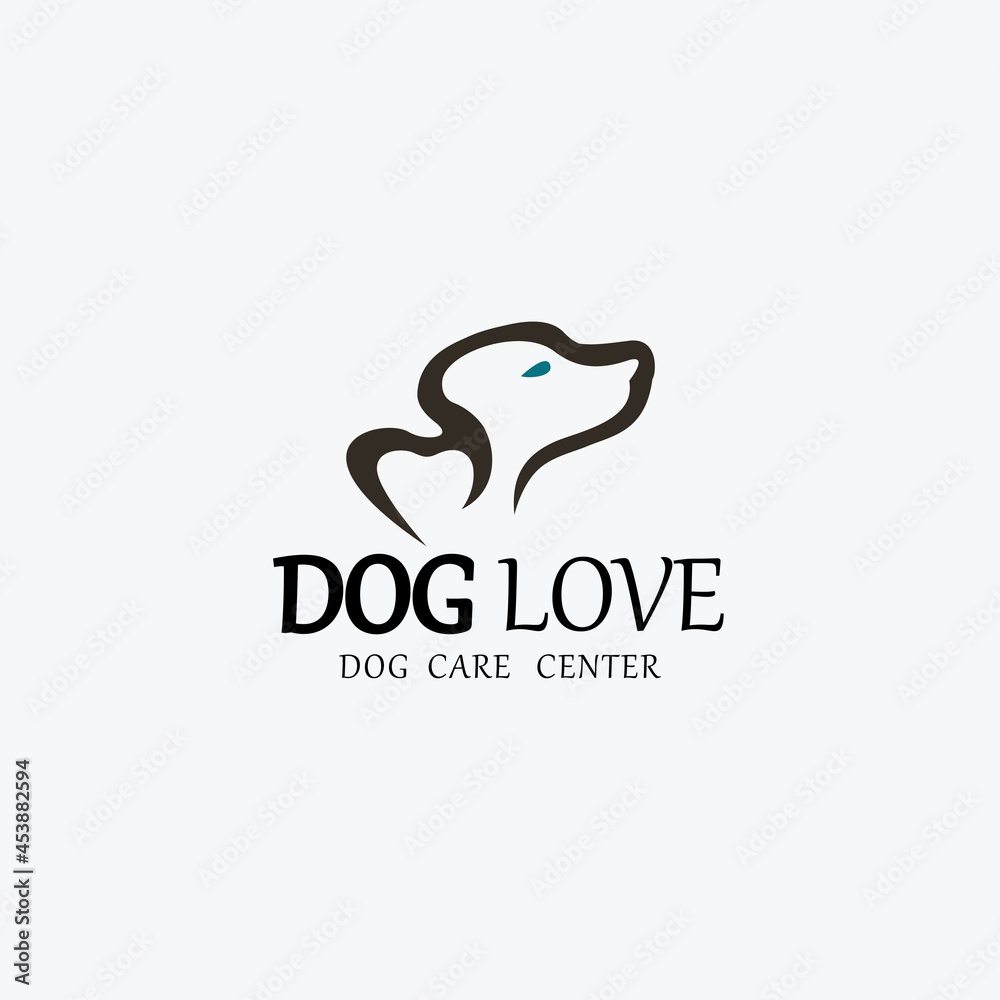 Dog love logo design template. Vector illustration