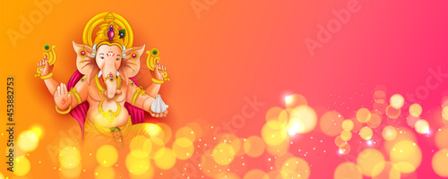 Lord Ganpati background for Ganesh Chaturthi festival of India with message meaning My Lord Ganesha