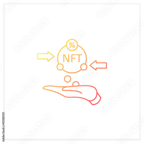 Transaction fees gradient icon. Customers electronic payment commissions. Taxication. Fixed fee charged for transaction.Isolated vector illustration.Suitable to banners, mobile apps and presentation