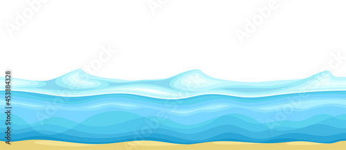 Blue Water Surface with Curved Waves Vector Illustration