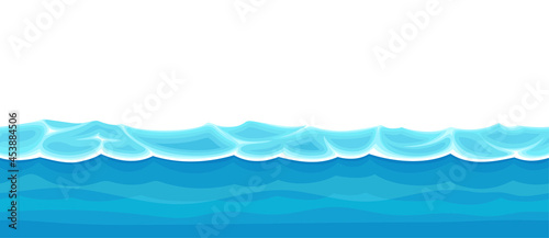 Blue Water Surface with Curved Waves Vector Illustration