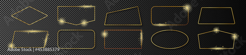 Gold glowing different geometric shape frame