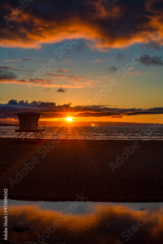  Red sunset at the beach