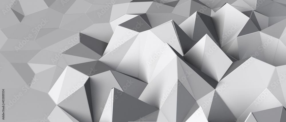 Fototapeta premium white grey abstract background of triangles low poly