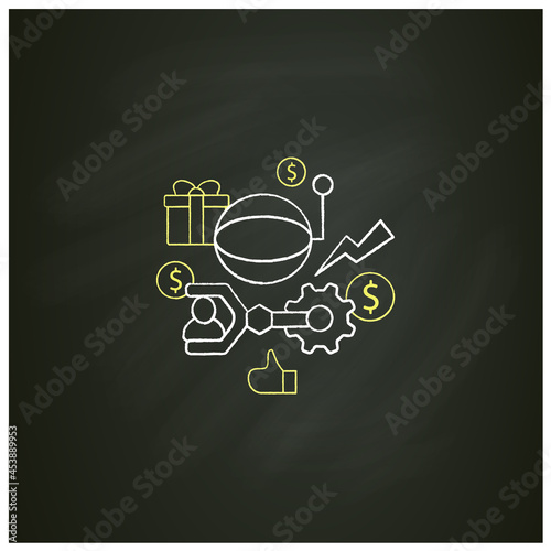 Technological unemployment chalk icon.Fighting against technologization and automation enterprises. Jobs loss. Universal basic income concept. Isolated vector illustration on chalkboard