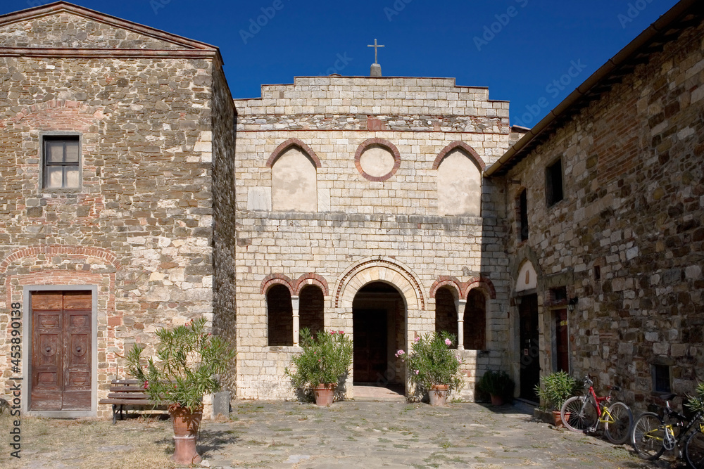 The little 12th century Romanesque church of San Cresci, near Greve in Chianti, Tuscany, Italy