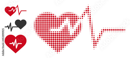 Halftone cardiology. Dotted cardiology generated with small round elements. Vector illustration of cardiology icon on a white background. Halftone pattern contains round points.
