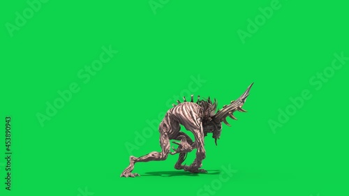 Wendigo Green Screen Attacks Side 3D Rendering Animation photo