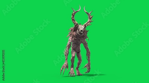 Wendigo Green Screen Walkcycle Loop 3D Rendering Animation photo