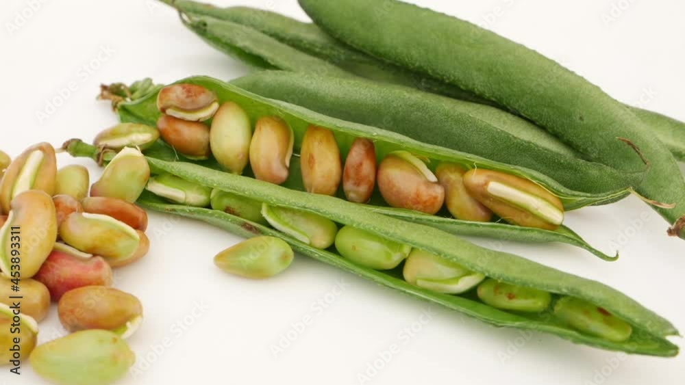 Close view of green beans, Beans seeds over white surface