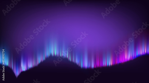 Northern Polaris Aurora Color Light Banner Vector. Lighting Aurora Appear Diffuse Glow Or Curtains. Magnetic Midnight Atmospheric Colorful Phenomenon Template Realistic 3d Illustration