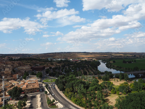 Aerial view of the town and fields of Alczar de Toledo in Spain photo