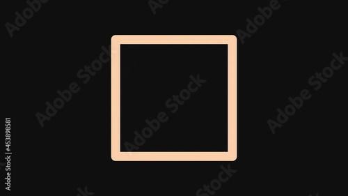 Abstract moving lines reveal a square frame on a dark background. 