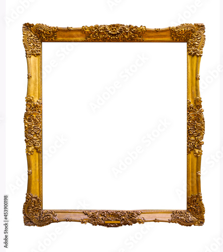 gold vintage frame on white background isolated