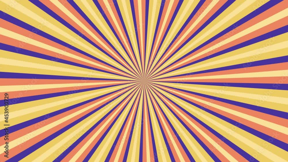 Abstract ray rotation animation background design retro. sun vintage