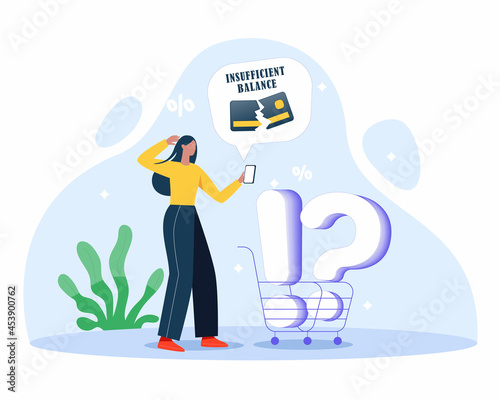 Insufficient balance for shopping illustration concept vector