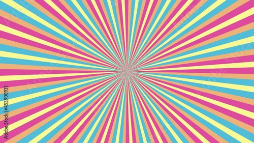 Abstract ray rotation animation background design retro. color colorful