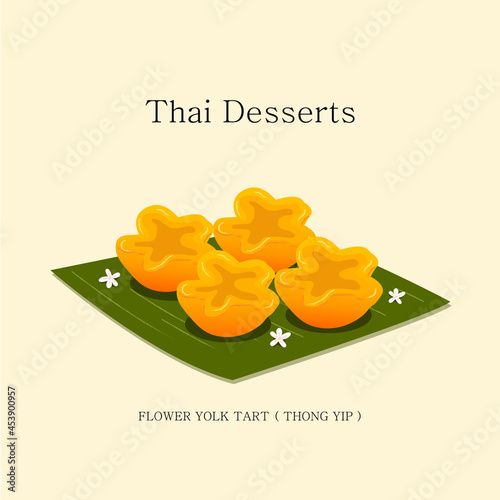 vector illustration Thai dessert Made with coconut and egg yolks and sugar.