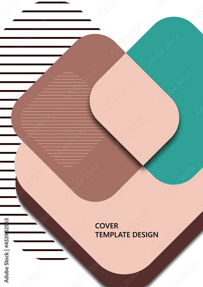Fototapeta premium Abstract background with geometric shapes. Rounded squares and stripes. Template for your corporate design. Vector