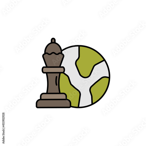 chess, planet line colored icon. Signs and symbols can be used for web, logo, mobile app, UI, UX