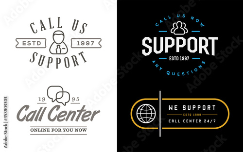 Set of Support Contact Center Service Elements and Assistance Support can be used as Logo or Icon. Vector.