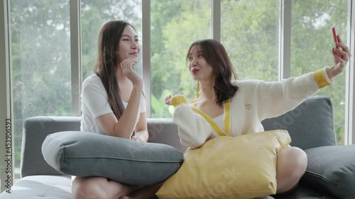 Transgender man and his friend sitting in a selfie room, The concept of coexistence in society Transgender,Lgbt,LGBTQ
