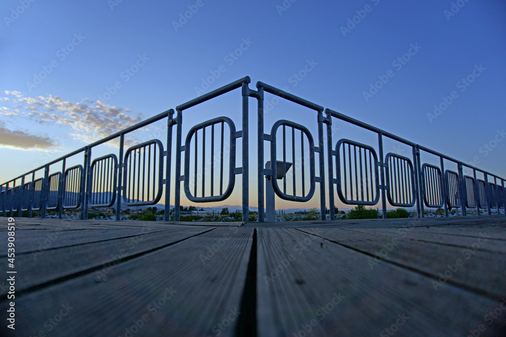 Pier from the bottom view with railing