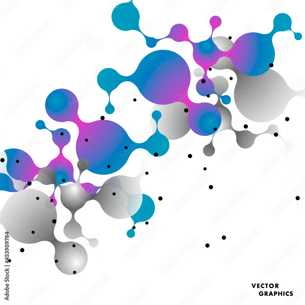 Vector abstract graphic illustration. Futuristic background with connect molecules. Molecular technology research
