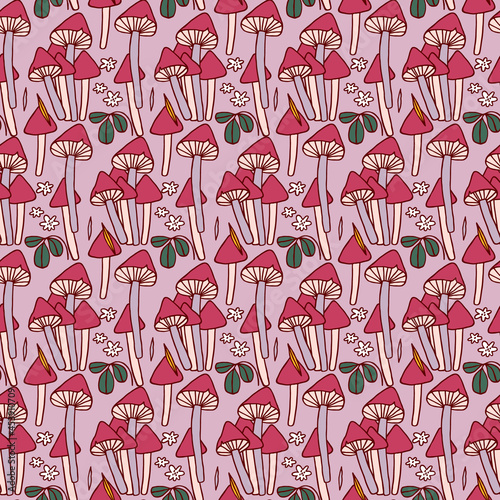 Seamless pattern with mushrooms