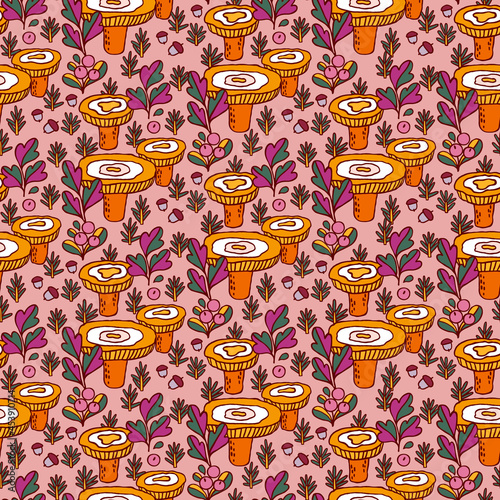 Seamless pattern with mushrooms