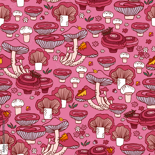 Seamless pattern with mushrooms