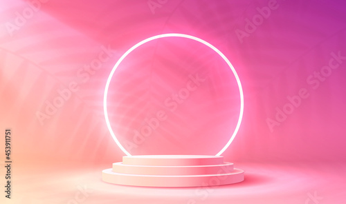 Stage podium with lighting, Stage Podium Scene with for Award, Decor element background. Vector