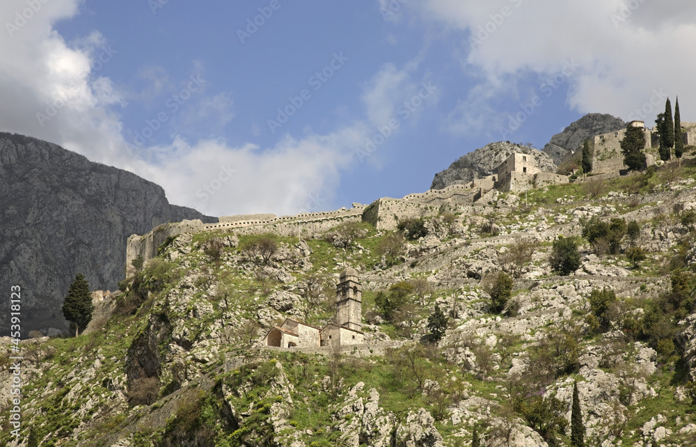 Ruins of fortress in Kotor. Montenegro