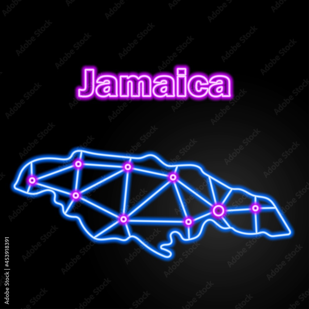 Jamaica neon map, isolated vector illustration. Stock Vector Adobe Stock
