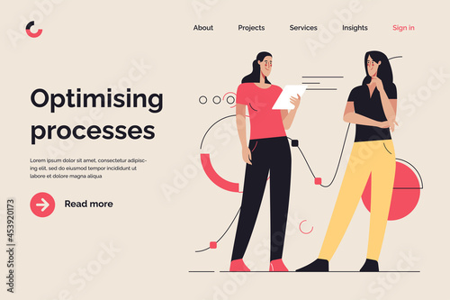 Business concept flat style outline vector illustration on the subject of management, finance solutions, optimization. Editable stroke
