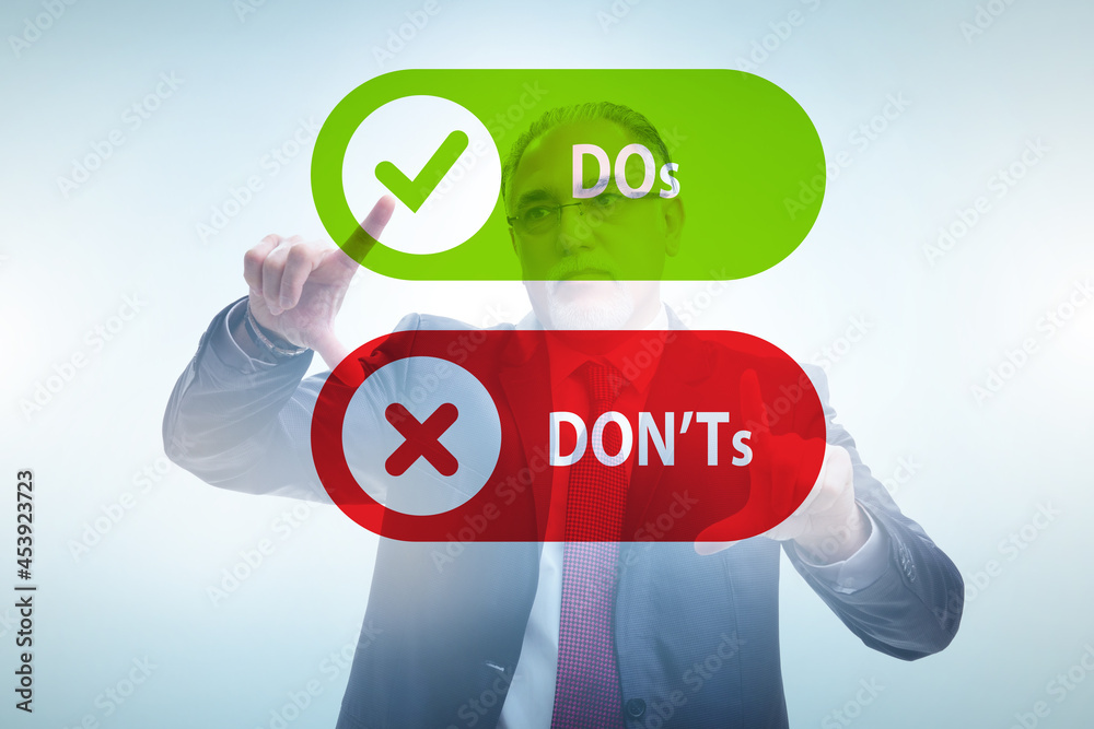 Concept of choosing between dos and donts Concept of choosing between dos and donts
