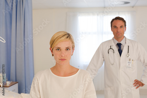 Doctor and patient in hospital room
