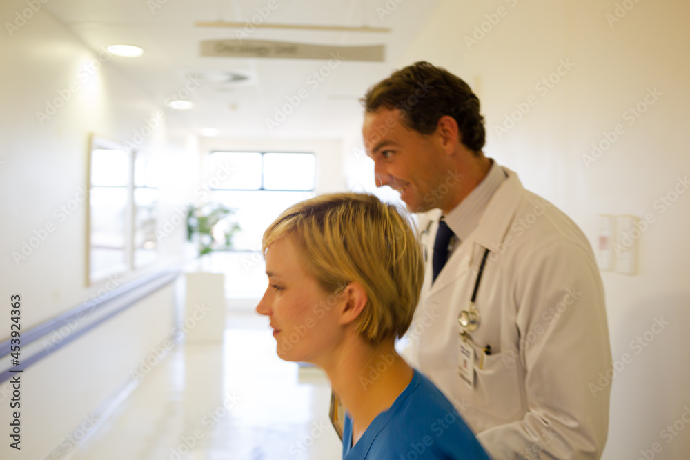 Nurse and doctor talking in hospital Nurse and doctor talking in hospital