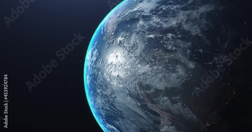 Planet Earth Rotates In Space 3D animation
