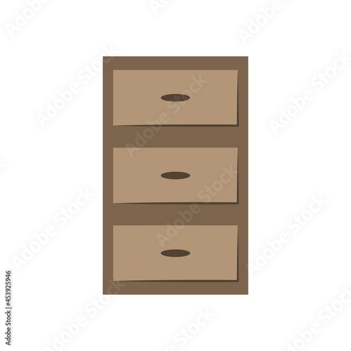 nightstand icon isolated on white background. Vector flat illustration. Wooden chest of drawers. Interior object 