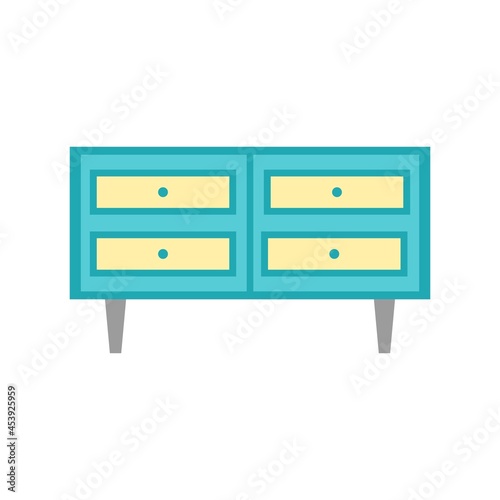 nightstand icon isolated on white background. Vector flat illustration. Wooden chest of drawers. Interior object 