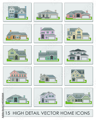 Vector illustration of different home icon set