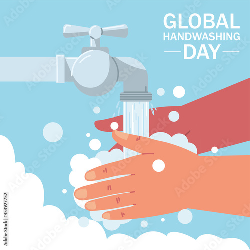 washing hands under the water