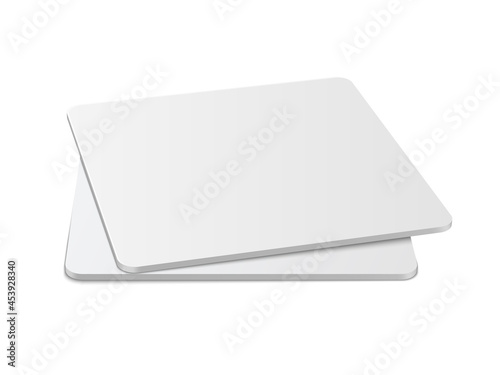 Square beermat, bierdeckel isolated on white background with shadow.