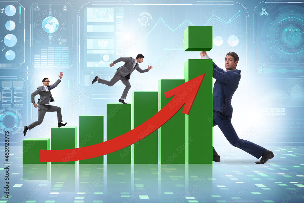 Fototapeta premium Businessman supporting economic growth on chart