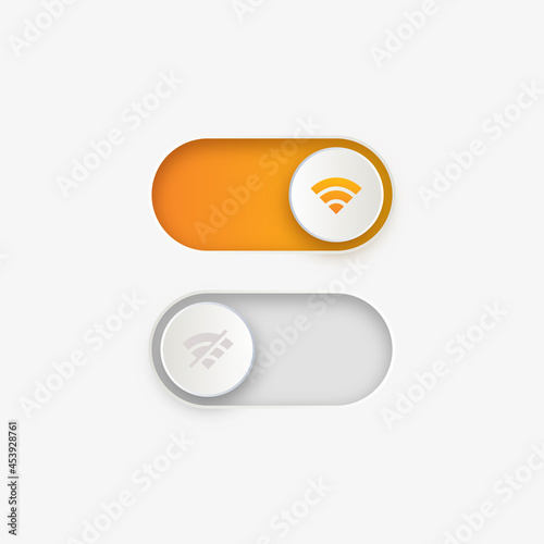 Wireless and wifi icon with toggle switch button - Wi-fi signal symbol or internet access - Internet Connection icons for apps and website ui ux design interface